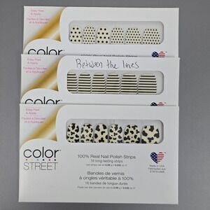 Color Street Nail Polish Strips Cow Stripe Polka Dot Lot of‎ 3 New Sealed